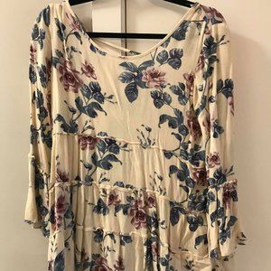 Flowy flowery print shirt with criss cross back